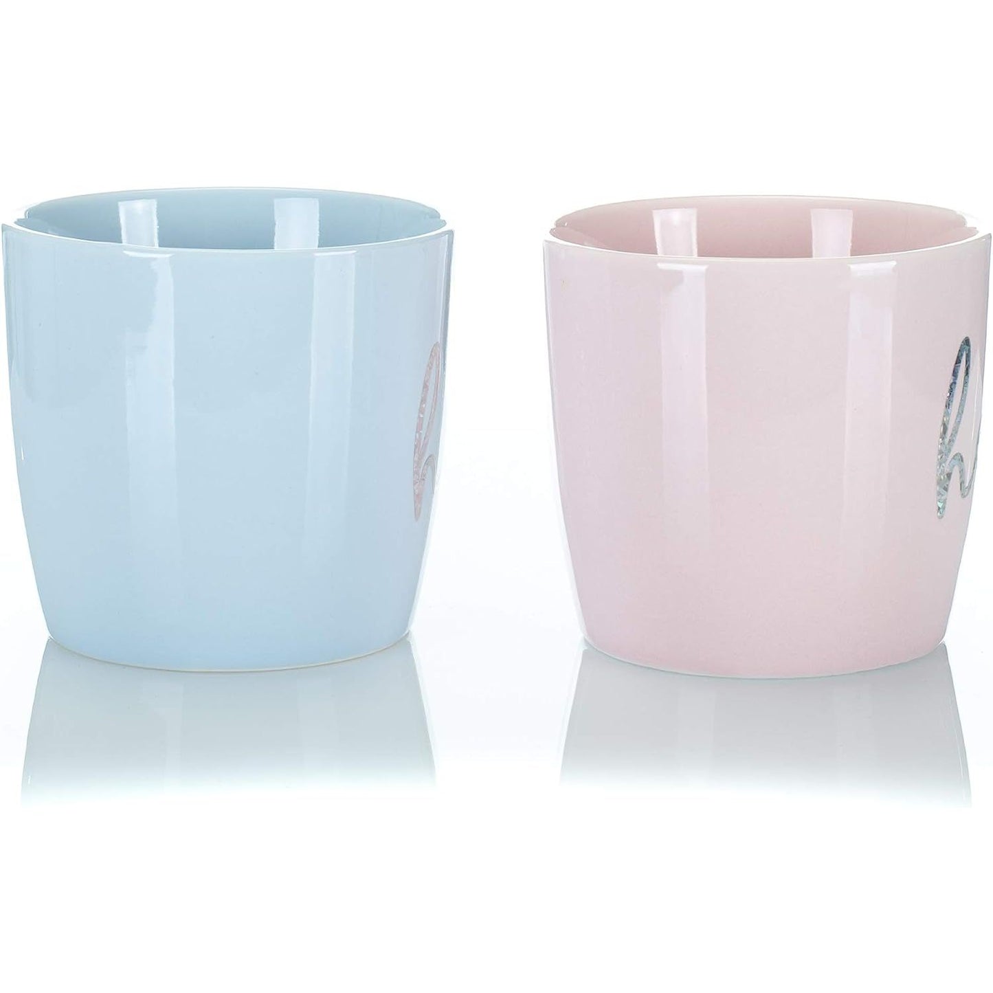 'His and Hers' Blue & Pink Ceramic Mug Set
