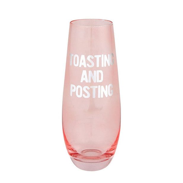 'Toasting and Posting' Stemless Champagne Glass