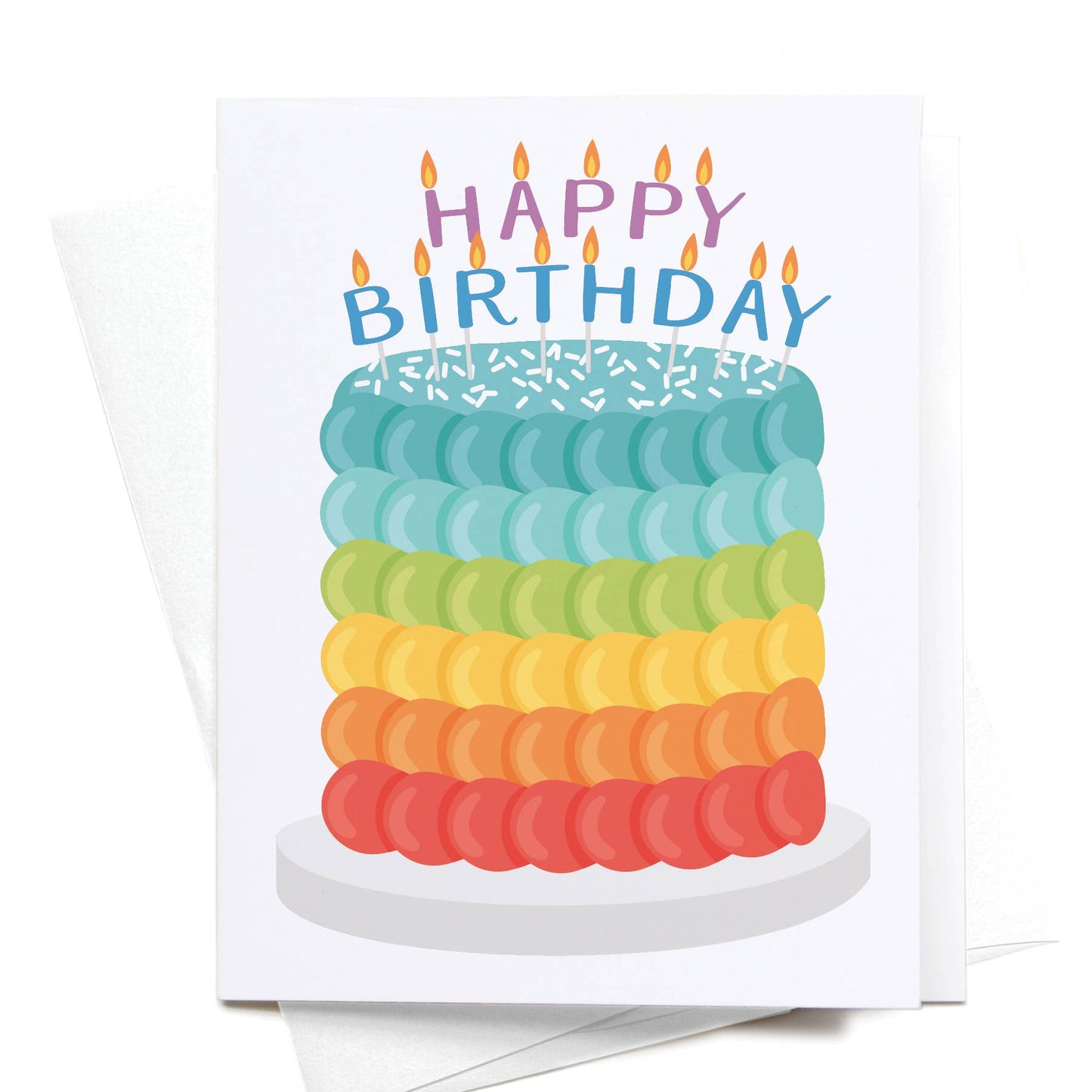 "Happy Birthday" Rainbow Cake Greeting Card