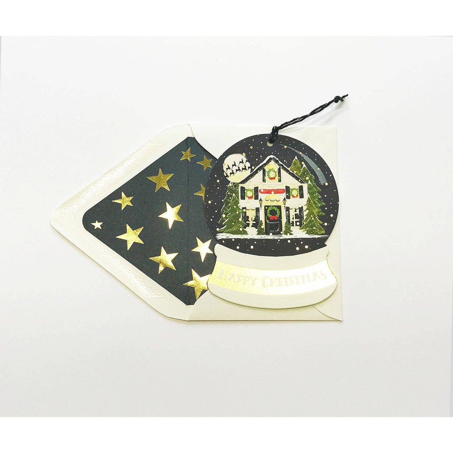 "Happy Christmas" Snowglobe Ornament Die Cut Card