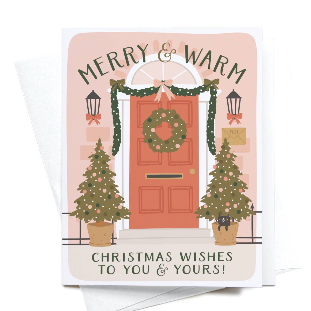 "Merry & Warm Christmas Wishes" Door Greeting Card