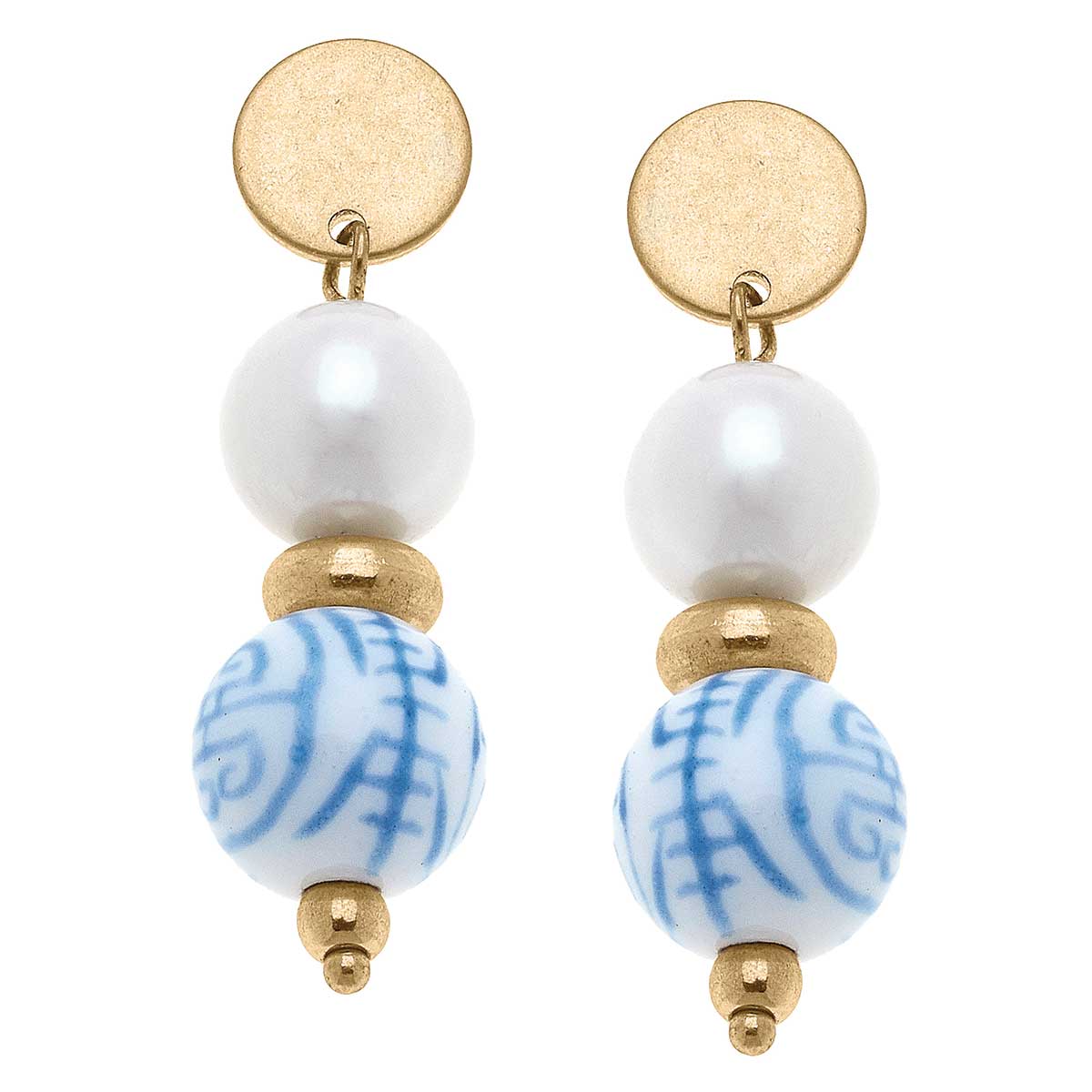 Audrey Porcelain & Pearl Drop Earrings