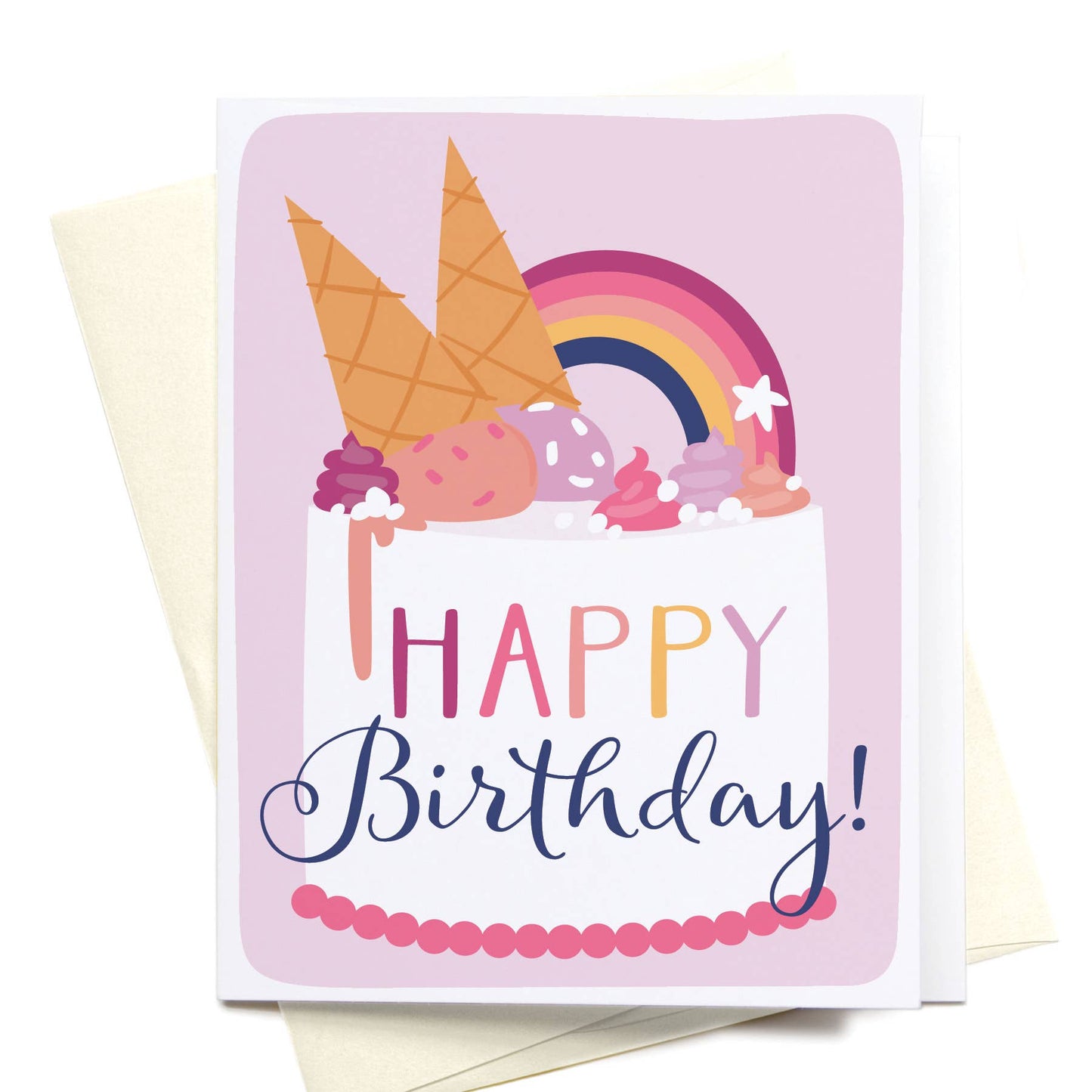"Happy Birthday" Ice Cream Cake Greeting Card
