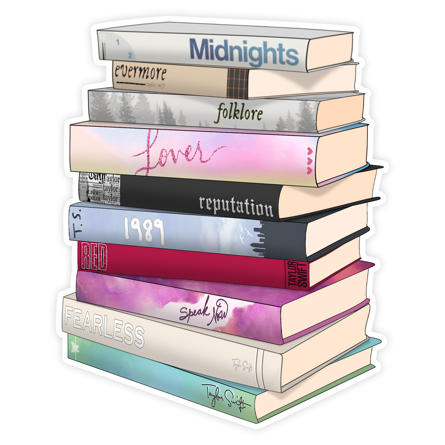 T Swift Albums as Books Sticker