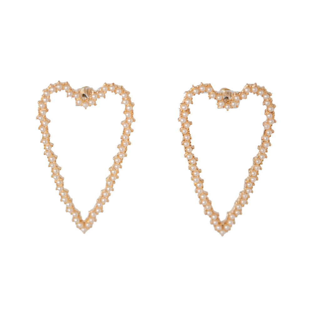 Pearl Encrusted Heart Earrings