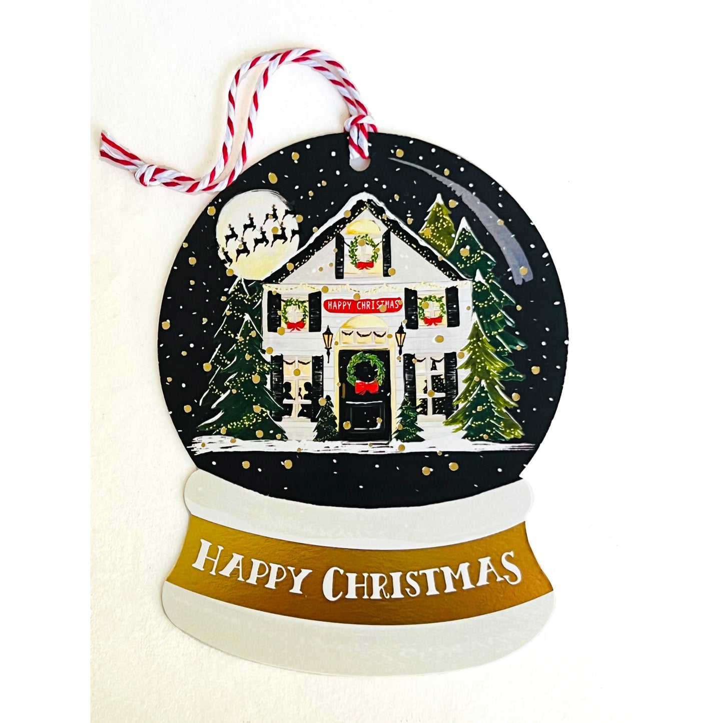 "Happy Christmas" Snowglobe Ornament Die Cut Card