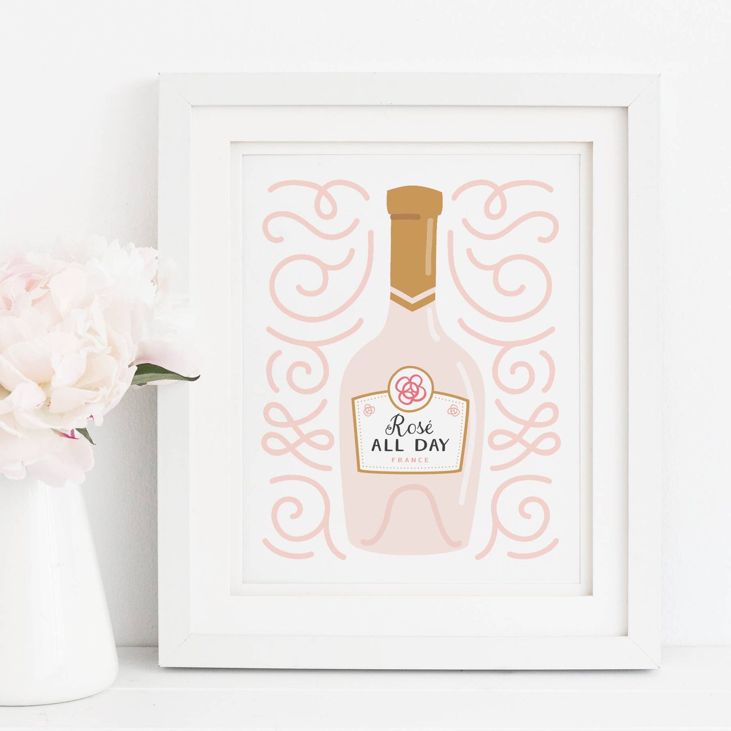 Rosé All Day Wine Bottle Art Print