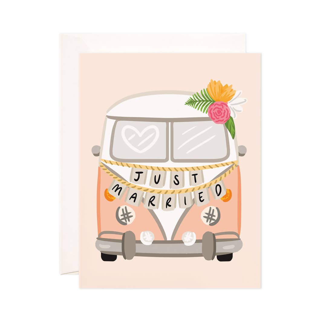 "Just Married" VW Getaway Van Greeting Card