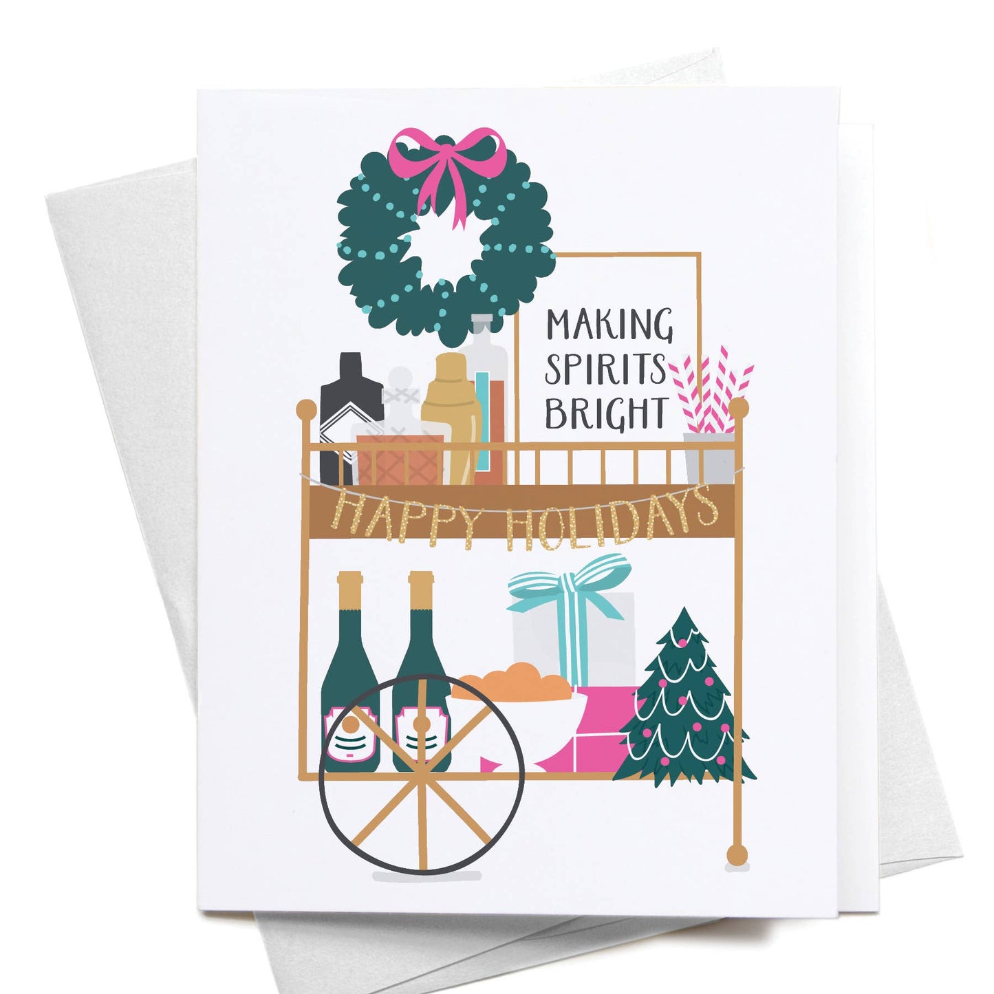 "Making Spirits Bright" Bar Cart Greeting Card